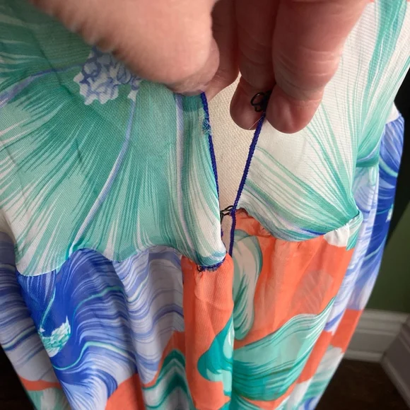 Women's bathing suit sheer cover RESORT by Chuck A. Size L Orange Floral - Picture 8 of 13